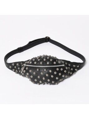 Chrome Hearts Snut Pack Pyramid Cross Ball Studs Belt Bag Dagger Zip Leather